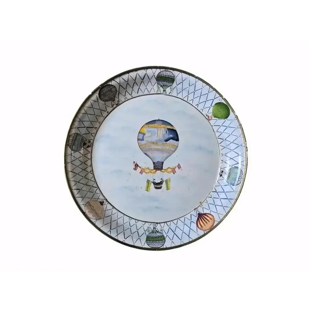 Habitat International Sippachai Tole Tray Hand Painted Hot Air Balloon Vintage